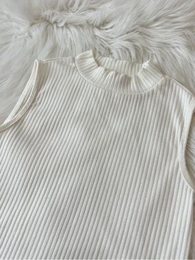 GB girls White Ribbed Sleeveless Tank Top